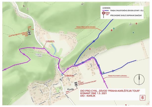 Dílčí trasa přes obec Karlík cyklistického závodu Praha-Karlštejn tour 1.5.2021 .jpg